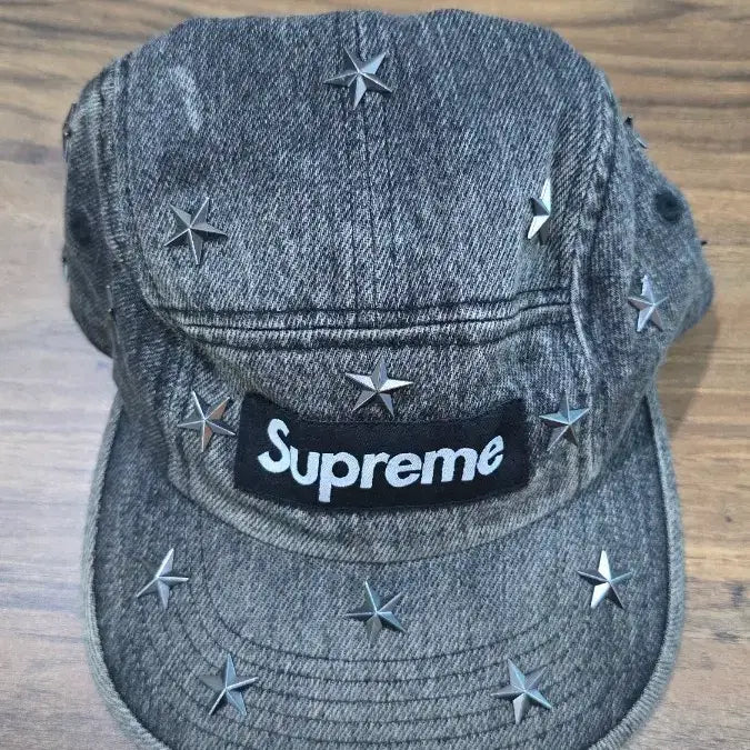 [BUNJANG] Supreme Star Stud Washed Denim Camp Cap Black / 슈프림 스타 스터드 데님 캠프캡 워시드 블랙 - 26SS
