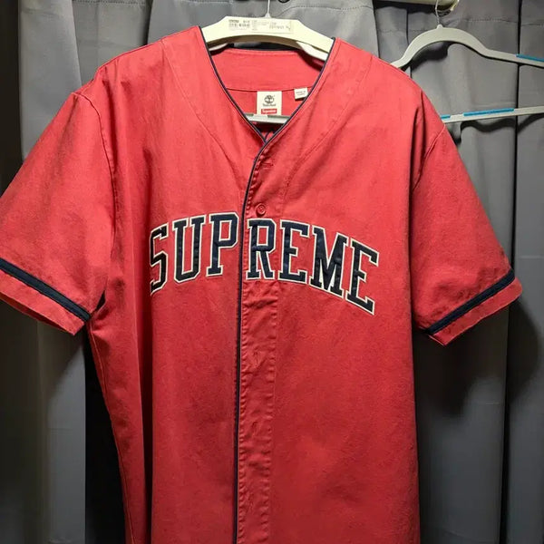 [BUNJANG] Supreme x Timberland Baseball Jersey Red XXL / [XXL] 슈프림 팀버랜드 베이스볼 저지 레드
