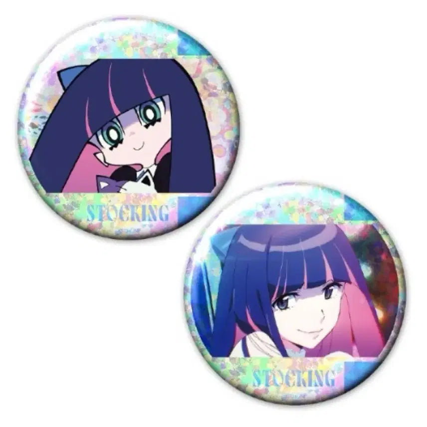 [BUNJANG] Azemaker Hologram Can Badge Set - Panty & Stocking / 미개봉) 팬스가 팬티 스타킹 아즈메이커 홀로그램 캔 뱃지 세트 미소녀 천사