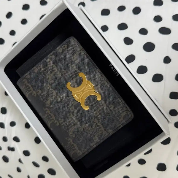 [BUNJANG] Celine Triomphe Canvas Lambskin Card Holder Tan / 셀린느 카드 홀더 트리옹프 캔버스 램스킨 탄