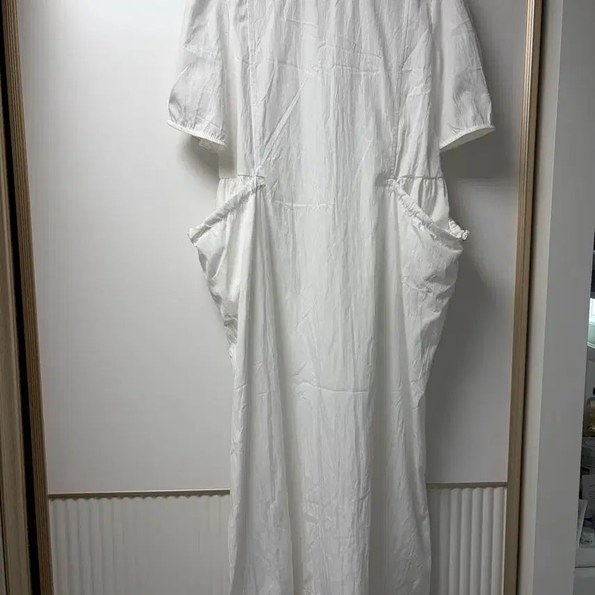 [BUNJANG] White Nylon Long Dress / 화이트 나일론 롱원피스 / 여름 롱원피스/바스락원피스