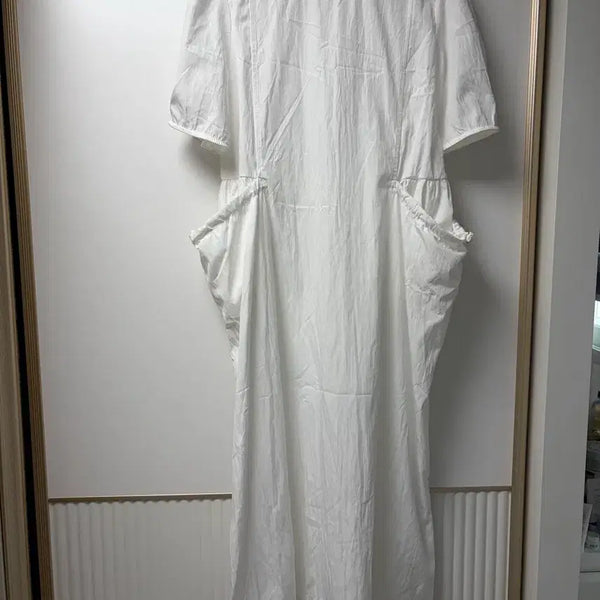 [BUNJANG] White Nylon Long Dress / 화이트 나일론 롱원피스 / 여름 롱원피스/바스락원피스