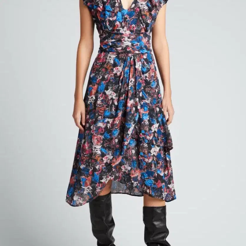 [BUNJANG] IRO 21SS Print Flutter Midi Dress Size 36 / 21ss IRO 이로 프린트 플러터 원피스 드레스 36사이즈