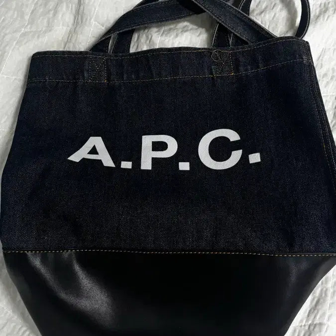 [BUNJANG] A.P.C. Leather Denim Tote Bag / 아페쎄 레더 데님 에코백 토트백