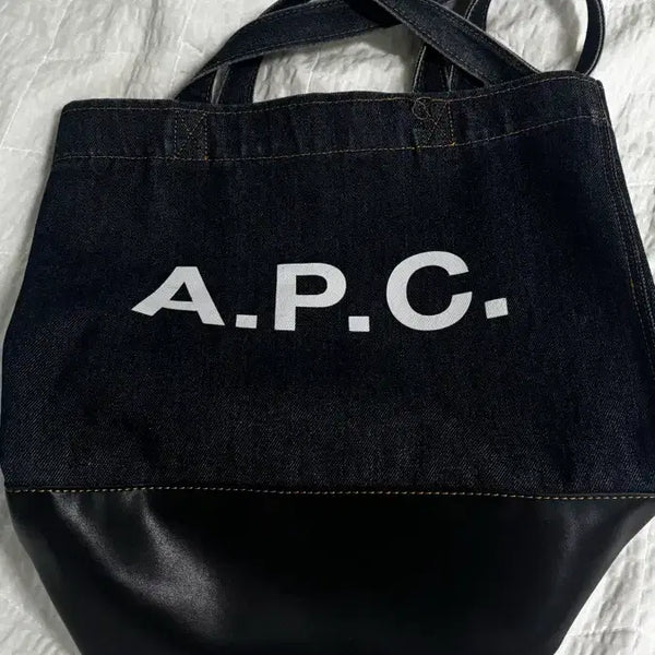 [BUNJANG] A.P.C. Leather Denim Tote Bag / 아페쎄 레더 데님 에코백 토트백