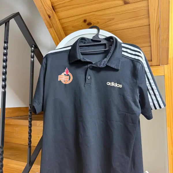 [BUNJANG] Adidas Black Cotton T-Shirt / 강화군청 카라티