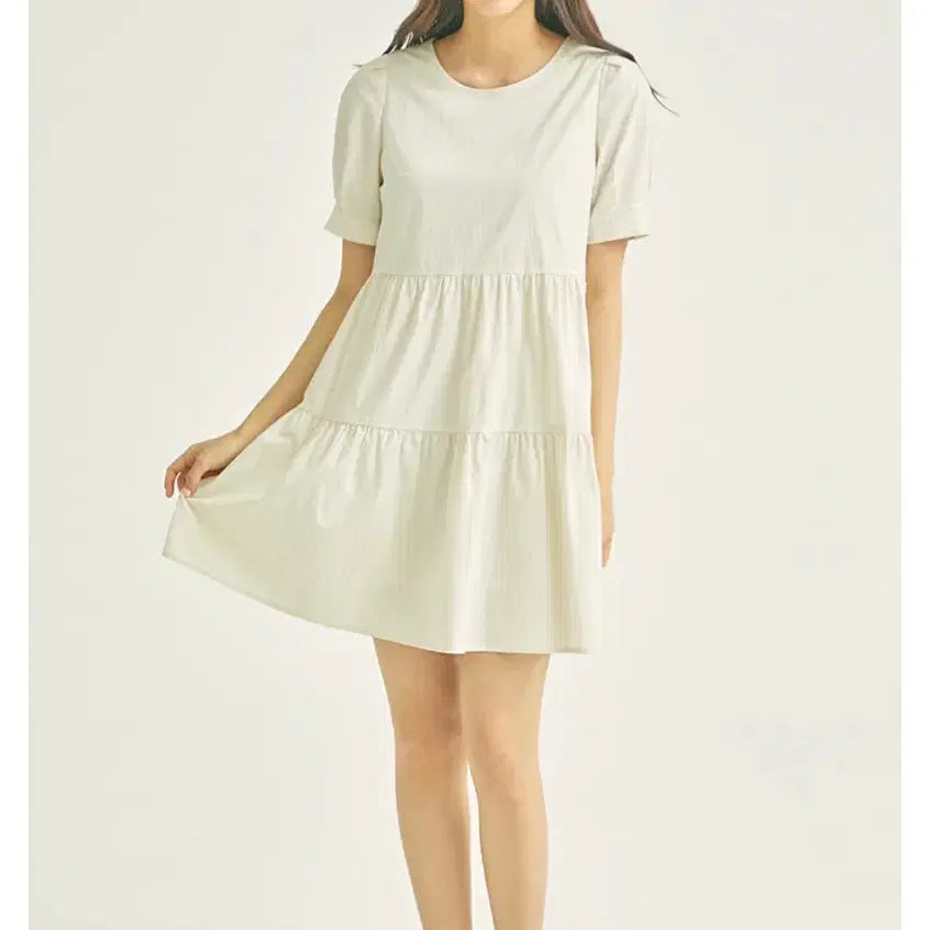 [BUNJANG] Roem Beige Tiered Maxi Dress / 로엠 베이지 캉캉 드레스