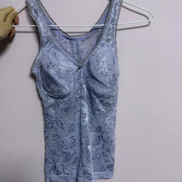 [BUNJANG] Women's Summer Lace Camisole Inner Top with Built-in Bra / 여름 레이스 나시 이너 상의 캡내장