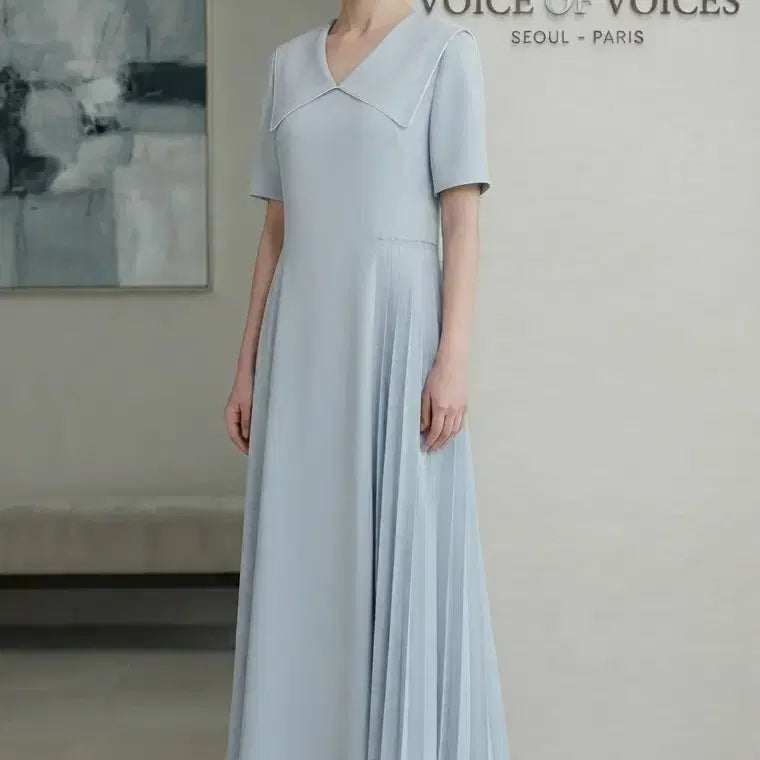 [BUNJANG] VOV Sailor Collar Side Pleated Long Dress / (55~정66)보브 세일러 카라 사이드 플리츠 롱원피스