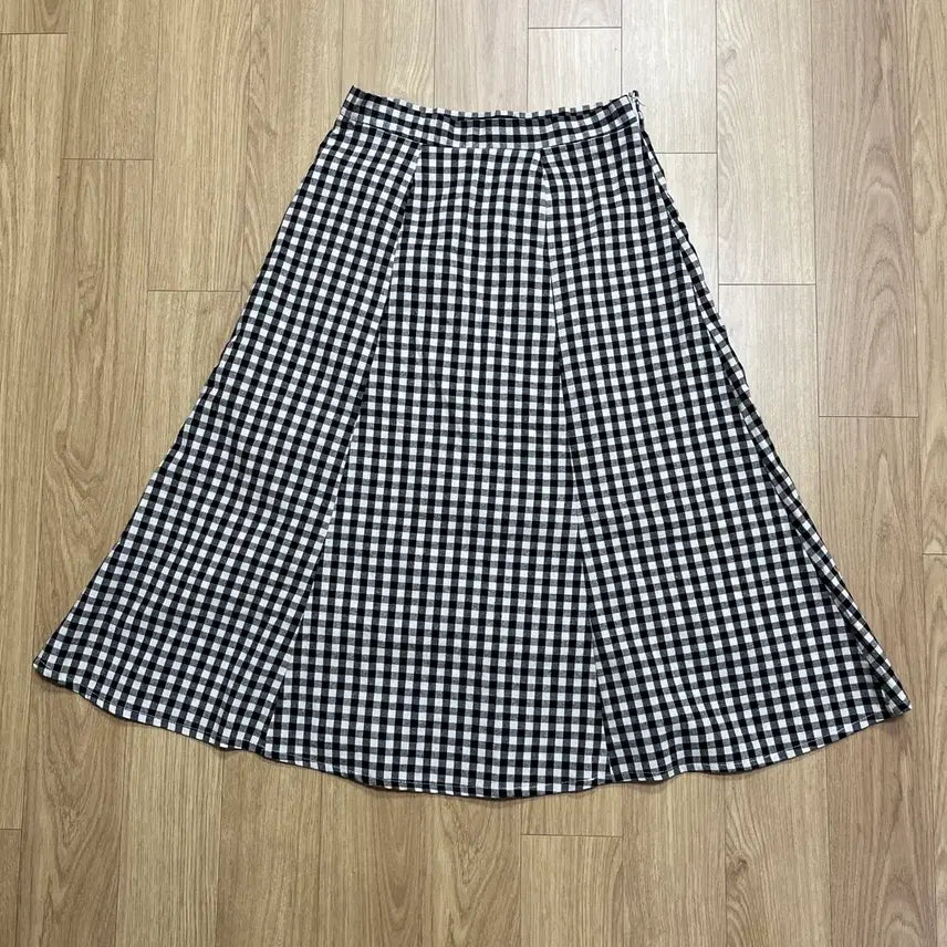 [BUNJANG] Pigment Gingham Check Flare Midi Skirt / 피그먼트 깅엄체크 플레어 스커트