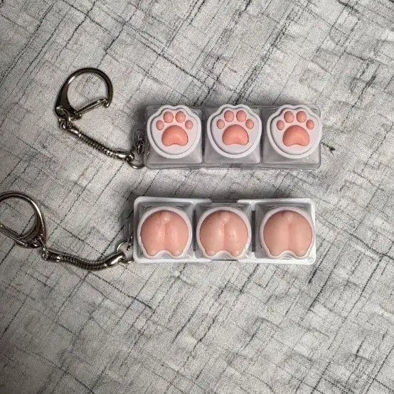 [BUNJANG] Cat Paw and Butt Keychain Set / 고양이 발바닥 엉덩이 키링 세트