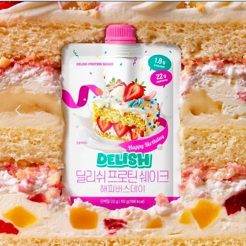 [BUNJANG] Delish Happy Birthday Protein Shake 2 Packs (14 Sachets) / 딜리쉬 해피 버스데이 프로틴 단백질 쉐이크 2팩 (14개)