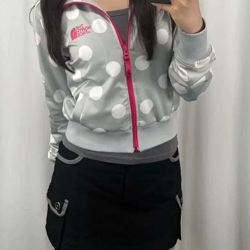 [BUNJANG] The North Face Cropped Dot Pattern Jersey / 노스페이스 크롭 도트 패턴 땡땡이 져지