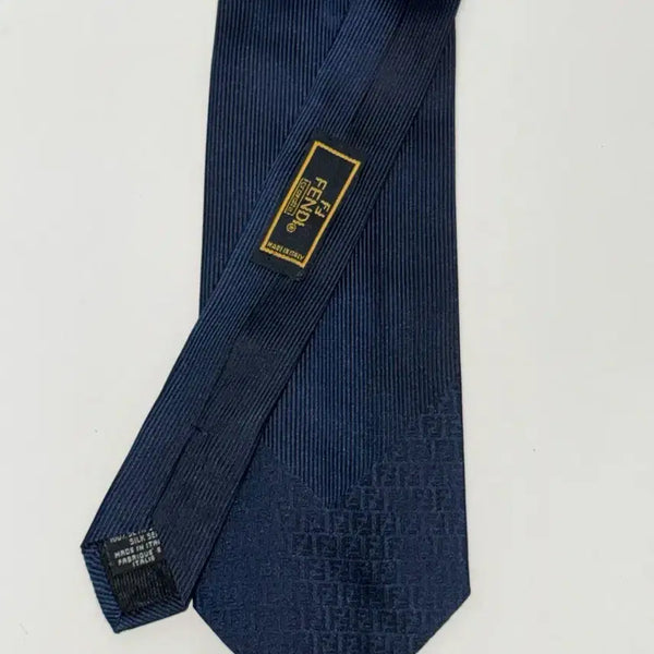 [BUNJANG] Fendi FF Logo Silk Necktie Navy / 상태최상 정품 펜디(FENDI) FF 로고 실크 넥타이 네이비