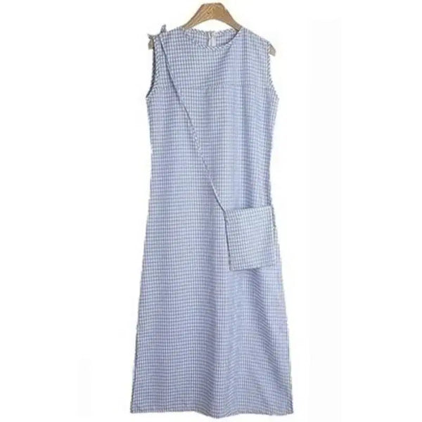 [BUNJANG] Check Sleeveless Long Dress / Blue / [새상품]체크 민소매 롱 원피스/블루