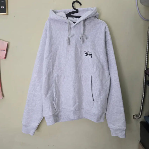 [BUNJANG] Stussy Logo Hoodie Light Grey L / [100] Stussy 후드티 라이트 그레이