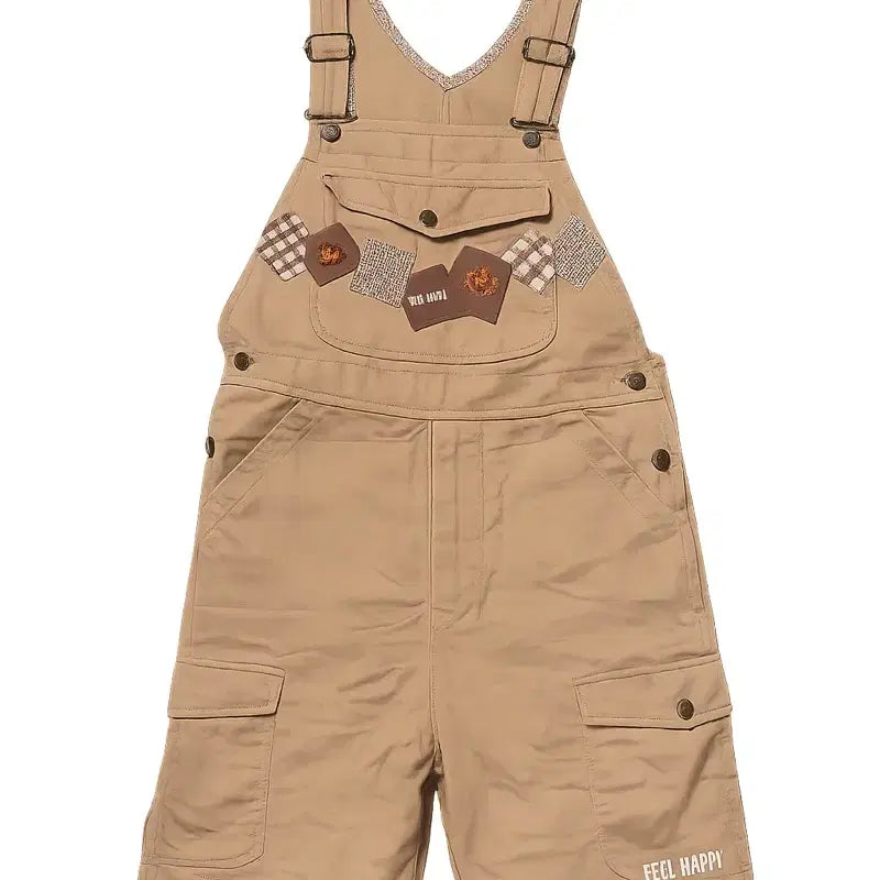 [BUNJANG] Pink House Patchwork Embroidery Overall Half Pants / PINK HOUSE 핑크하우스 패치워크 자수 오버롤 하프 팬츠 /