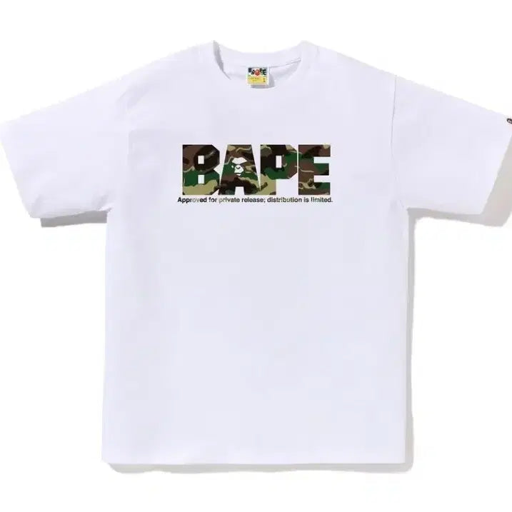 [BUNJANG] BAPE Glitch Woodland Camo Ami Tee White Size S / 베이프 정품 S 글리치 우드랜드 카모 아미 베이프 티
