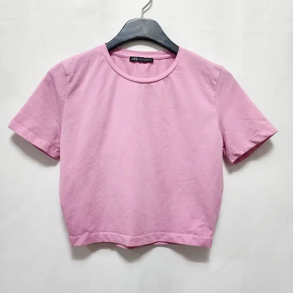 [BUNJANG] Zara Pink Cropped T-Shirt (S-M) / 자라 핑크 크롭 반팔티(S~M)