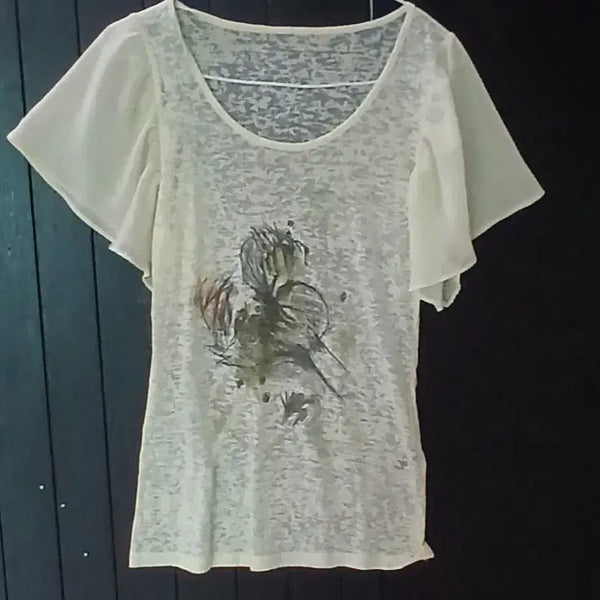 [BUNJANG] Slub Chiffon Sleeve T-Shirt / 슬럽 티셔츠