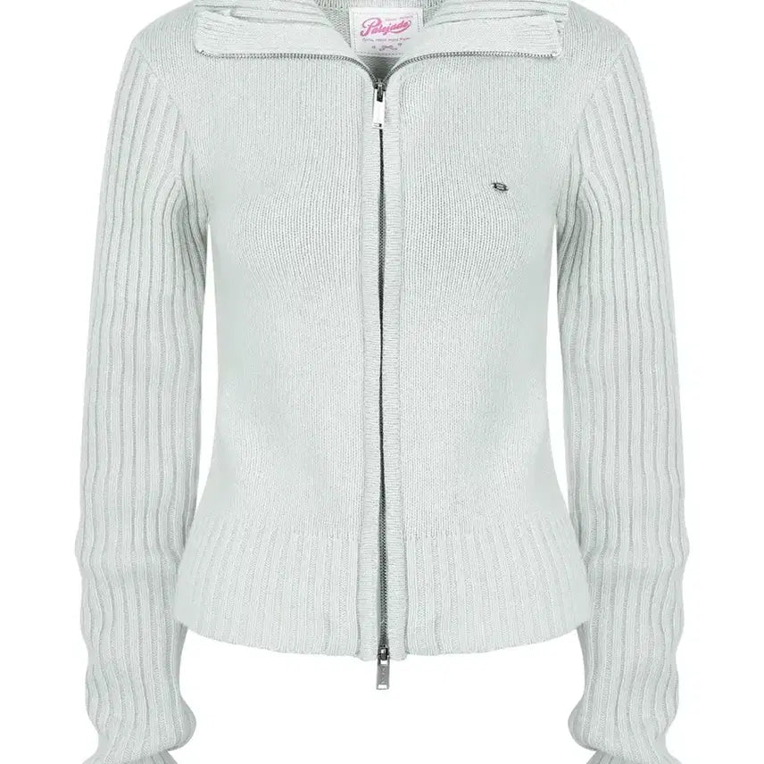 [BUNJANG] Faded Jade Turtleneck Wool Knit Zip-Up (Pale Mint) / 페일제이드 터틀넥 울 니트 집업 (페일 민트)