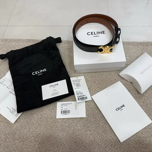 [BUNJANG] Celine Triomphe Belt 25mm Dark Brown Leather (New) / (백화점)셀린느 트리옹프 벨트 25mm (새재품)