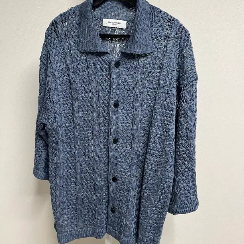 [BUNJANG] September Homme Knit Cardigan Blue Linen Blend Size 46 / 르셉템버 옴므 니트 가디건