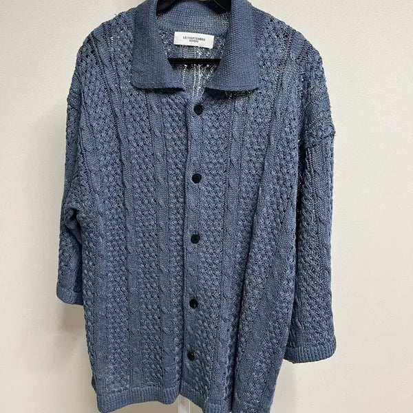 [BUNJANG] September Homme Knit Cardigan Blue Linen Blend Size 46 / 르셉템버 옴므 니트 가디건