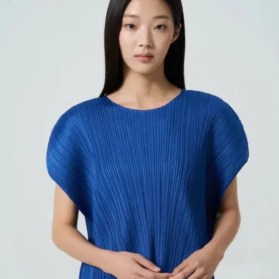 [BUNJANG] Pleats Please July Monthly Round Top Blue Size 3 / (새상품,유일매물) 플리츠플리즈 7월 탑 먼슬리둥근탑 블루