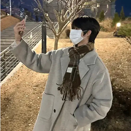 [BUNJANG] Le Meni Cashmere Long Double Coat Beige / 르멘느 캐시미어 롱 더블 코트 베이지