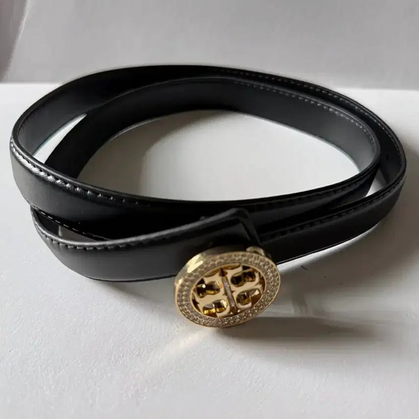[BUNJANG] Tory Burch Logo Embellished Belt Black / 토리버치 로고 장식 벨트 블랙