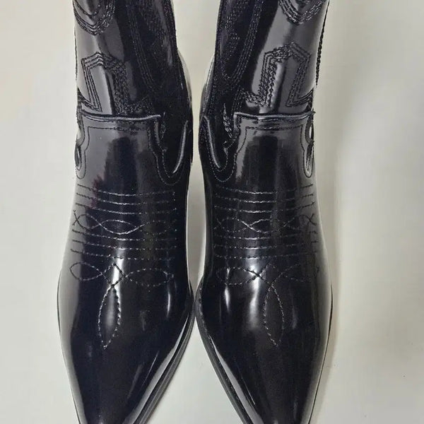 [BUNJANG] Gangjamee Lambskin Western Boots Black Patent / 강자매 양가죽 웨스턴 부츠 블랙유광