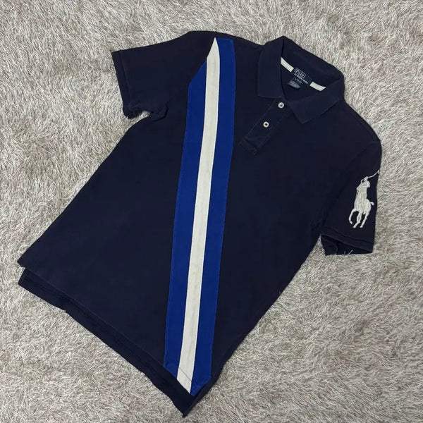 [BUNJANG] Polo Ralph Lauren Big Pony Stripe Collar T-Shirt / 폴로 빅포니 스트라이프 카라티