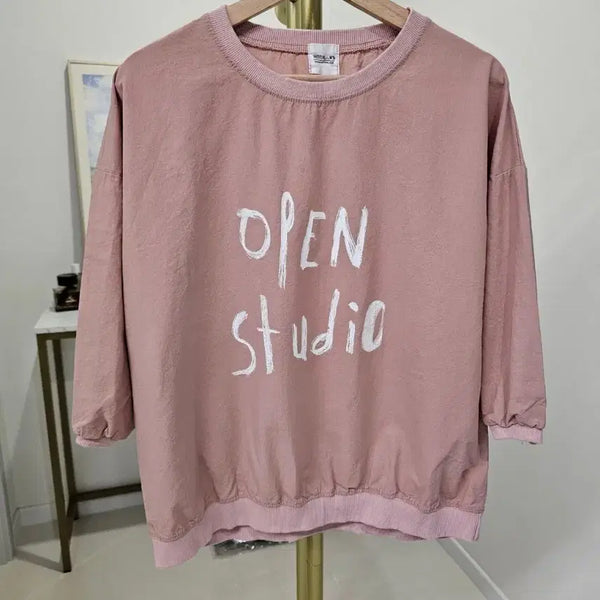 [BUNJANG] Washed Linen Lettering Sweatshirt / 워싱 린넨 레터링 맨투맨