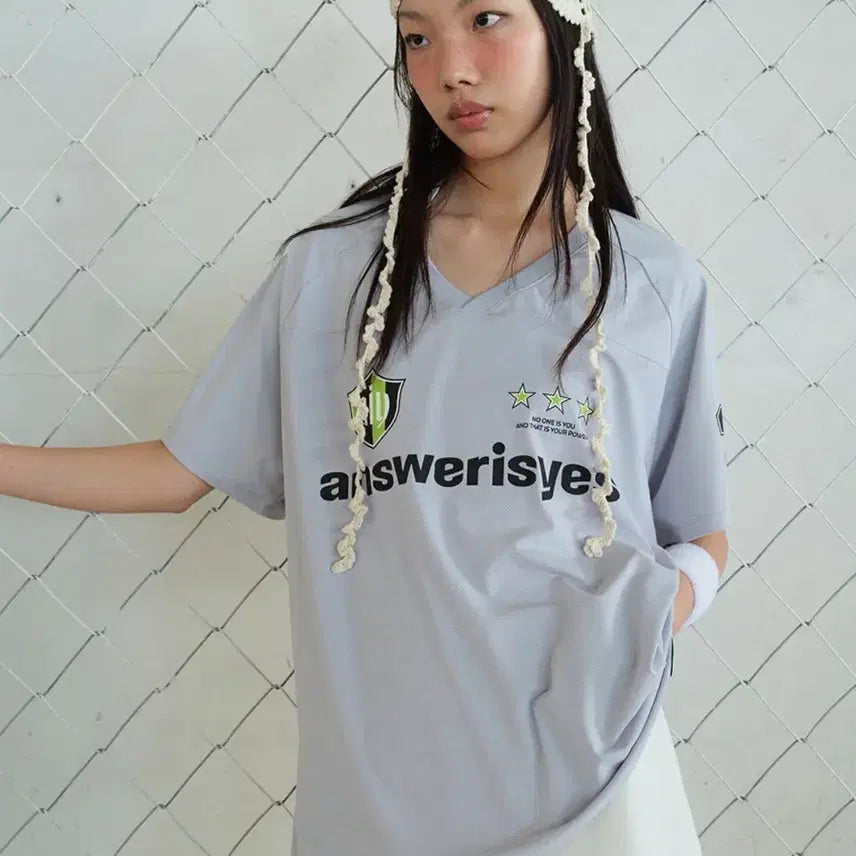 [BUNJANG] ANSWERISYES V-Neck Sports Jersey Gray / 앤써이즈예스 ANSWERISYES V-Neck Sports Jersey gray