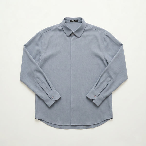 [BUNJANG] Drawfit Linen Hidden Button Minimal Shirt (Sky Blue, M) / 8. 드로우핏 리넨 히든버튼 미니멀 셔츠 (스카이블루 M) 린넨셔츠 긴팔셔츠