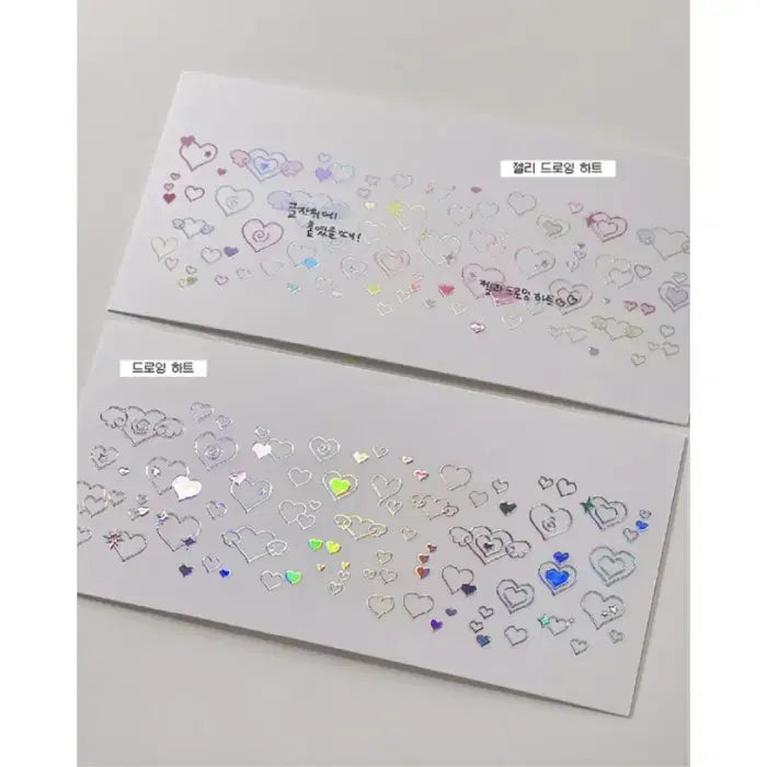 [BUNJANG] Magoz Drawing Heart Kiss Cut Stickers (2 Types) / 마고즈 드로잉 하트 키스컷 2종