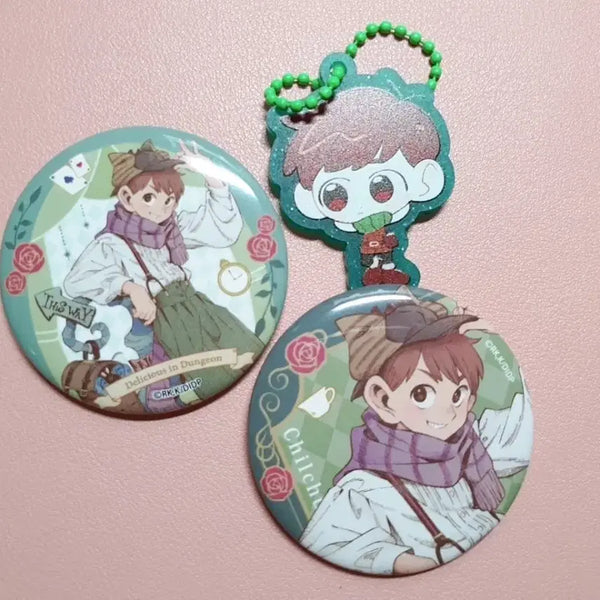 [BUNJANG] Dungeon Meshi - Seven Seas - Set of 3 - Can Badges & Acrylic Keyrings / 던전밥 칠책 캔뱃지 아크릴키링 3개 일괄
