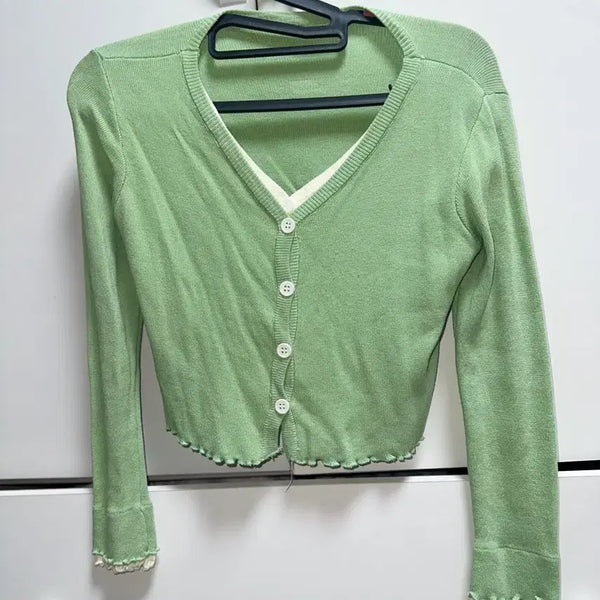 [BUNJANG] Mint Layered Cardigan / 민트색 레이어드 가디건