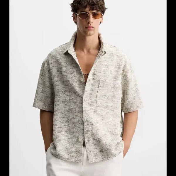 [BUNJANG] ZARA Relaxed Fit Cotton Blend Overshirt (Black/Cream) / ZARA 자라 셔츠 100~105사이즈