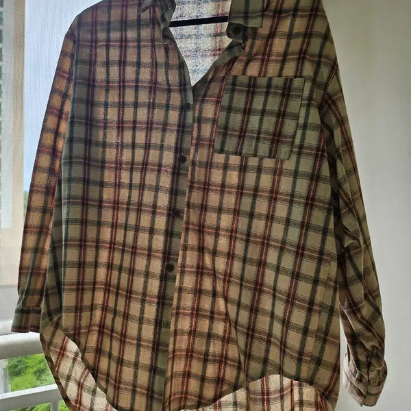 [BUNJANG] Plaid Pattern Loose Fit Shirt for Women / 체크무늬 셔츠