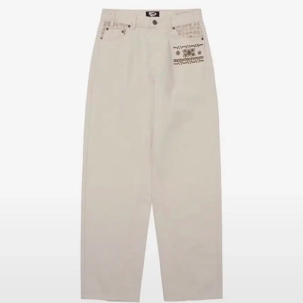 [BUNJANG] Wellbeing Express Embroidered Patch Jeans White M / 웰빙익스프레스 Embroidered Patch Jeans White m