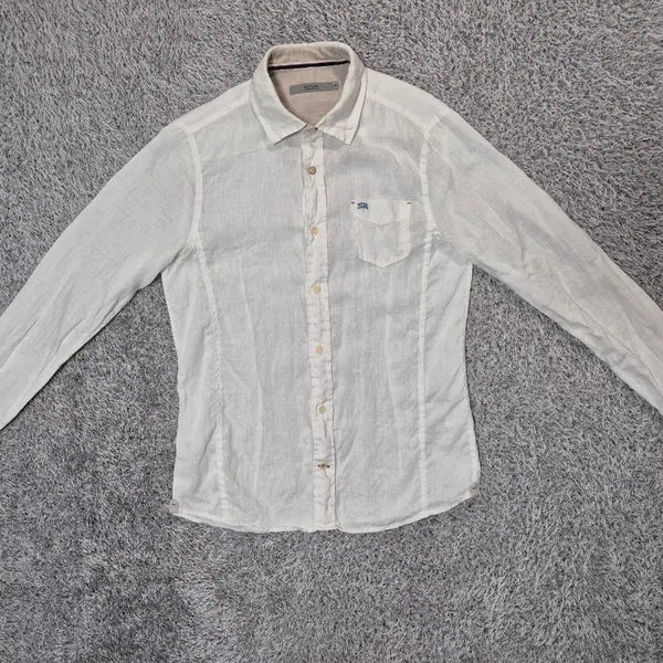 [BUNJANG] Series Men's Linen Slim Fit Shirt White 95 / 시리즈 series 남성 린넨 셔츠 슬림핏 95