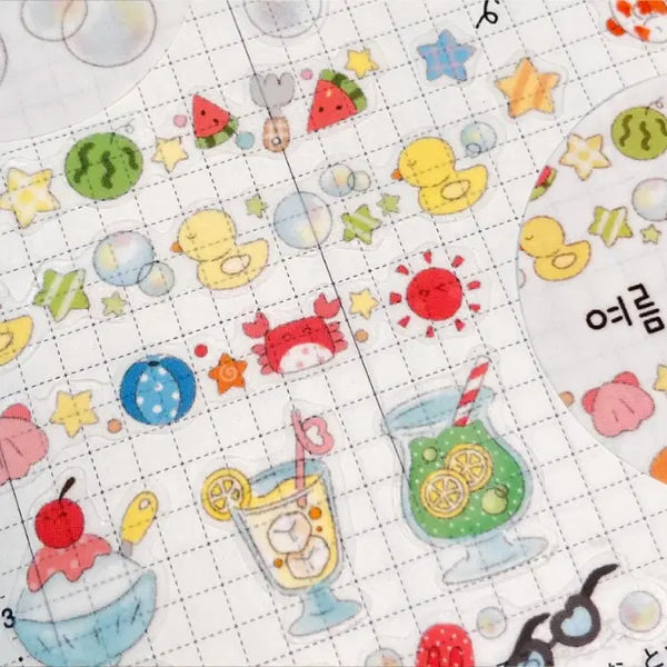 [BUNJANG] Aeong Charging Station Summer Dangling Kiss Cut Sticker / 애옹충전소 여름 주렁주렁 키스컷