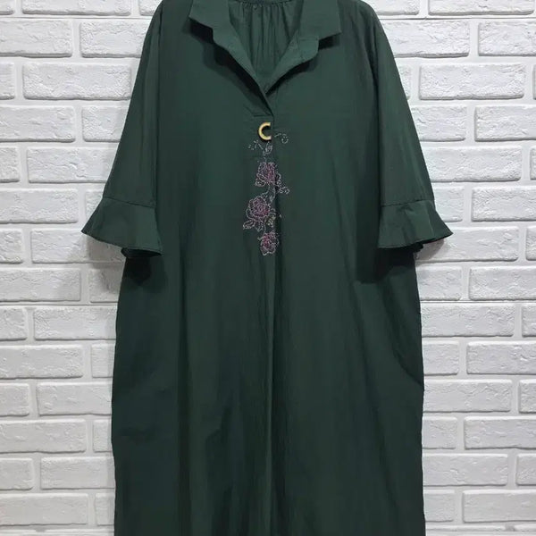 [BUNJANG] Korean Made Premium Spandex Linen Dress (Size 66-77) / 새상품 국내산 바스락 스판원피스66ㅡ77