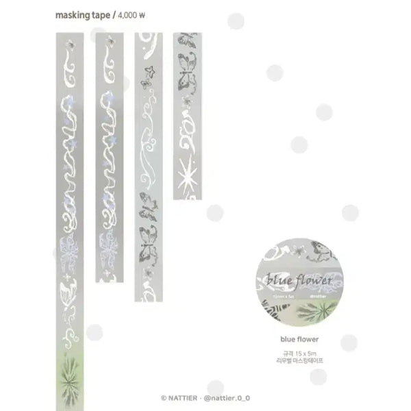 [BUNJANG] NATIER Blue Flower Washi Tape / 내티어 blue flower 마테