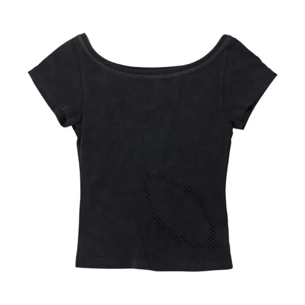 [BUNJANG] Mischief Bleached Wide Neck T-shirt Washed Black / 미스치프 블리치드 와이드 넥 티셔츠 워시드 블랙