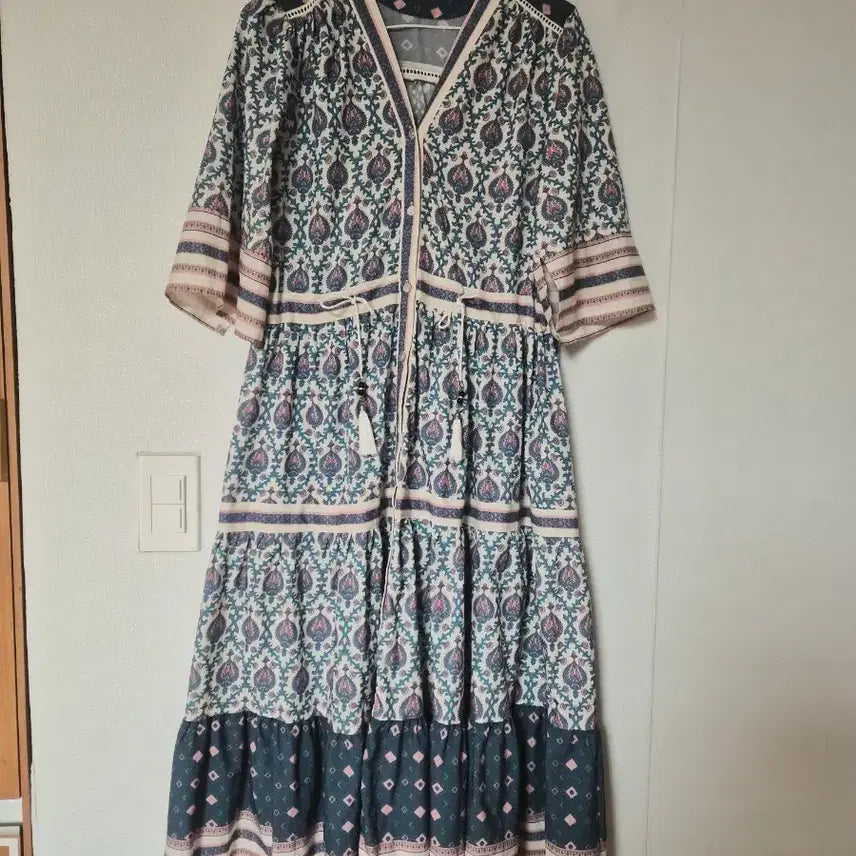 [BUNJANG] Floral Pattern Long Dress / 플라워 패턴 롱 원피스