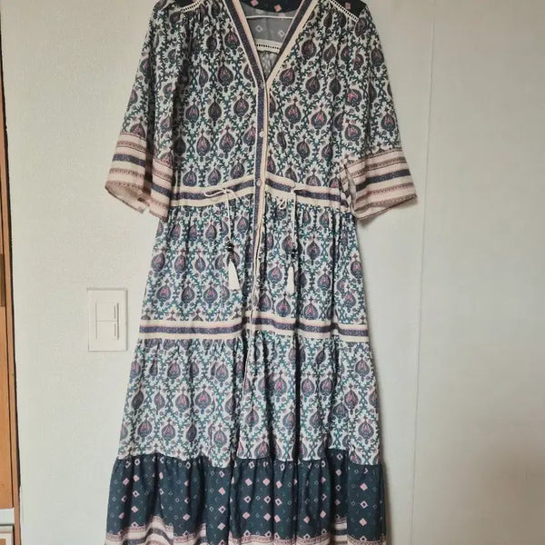 [BUNJANG] Floral Pattern Long Dress / 플라워 패턴 롱 원피스