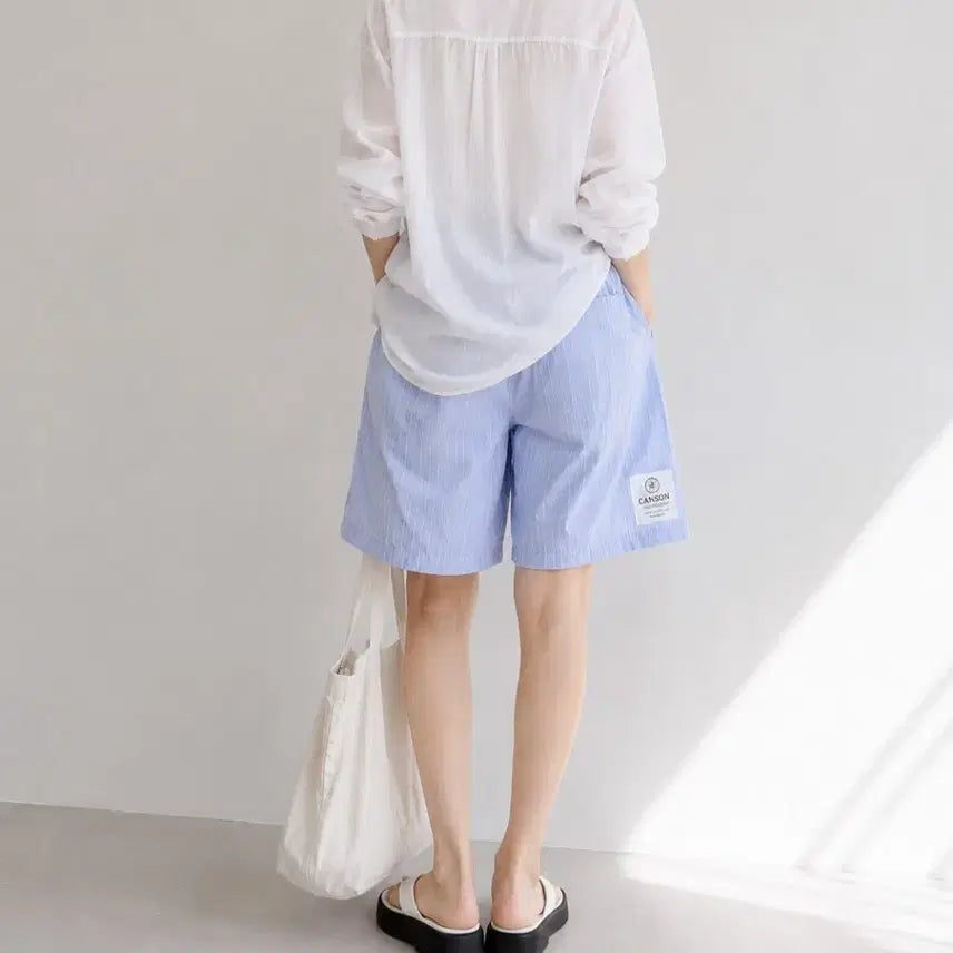 [BUNJANG] Stripe Patch Bermuda Shorts / 스트라이프 패치 버뮤다팬츠 3색상택1